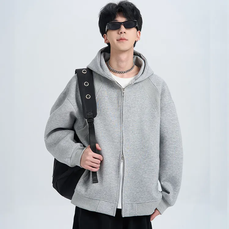 开衫卫衣男女秋季新款美式纯色上衣潮牌休闲宽松时尚连帽外套百搭