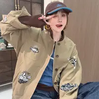 Apr【航海日志】秋季新款拉链开衫刺绣外套百搭长袖上衣女SC2517