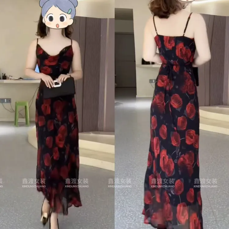 2025夏季新款时尚显瘦气质女士网红洋气连衣裙百搭款D9141