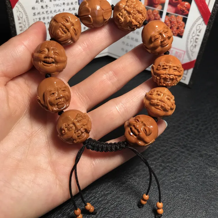 苏工纯手工雕刻橄榄核经典款十八罗汉文玩收藏佳品赵明老师作品