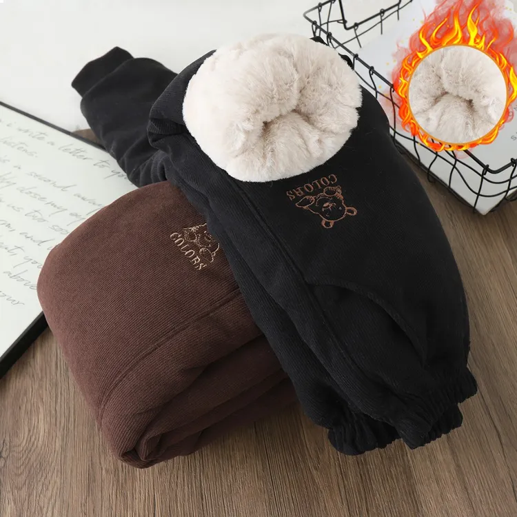 特厚加绒抗寒儿童裤子四层加厚仿兔毛女童保暖中大童一条过冬男童