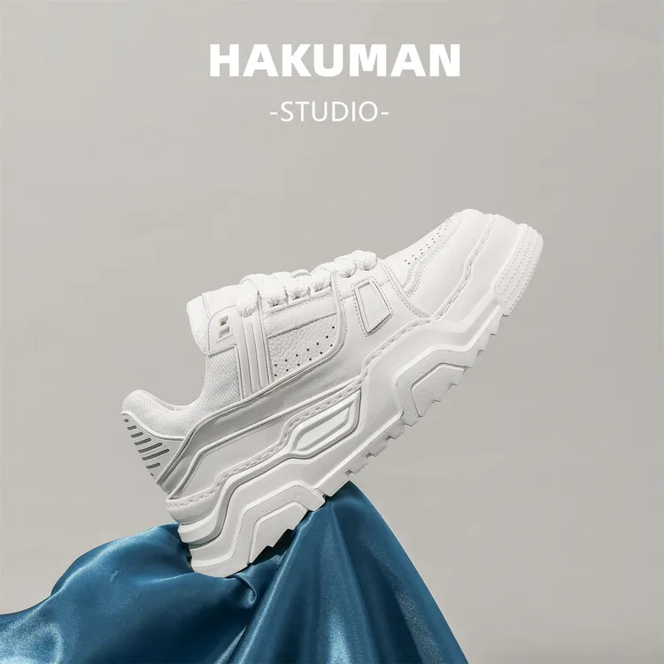 HAKUMAN春夏老爹鞋小白鞋头层牛皮羊皮内里超轻发泡底厚底增高ins