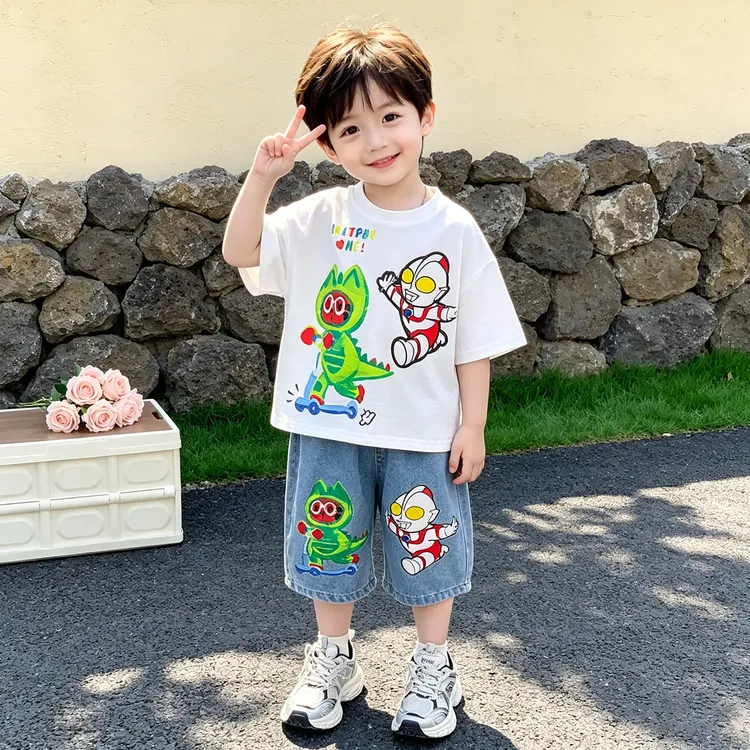 奥特曼儿童夏季衣服男童套装2026新款小男孩夏装男宝酷帅时尚短袖