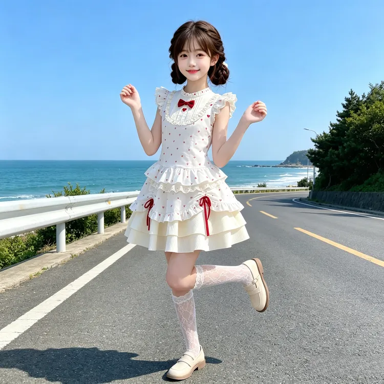 女童夏季甜美小飞袖连衣裙中大童夏装洛丽塔裙子儿童2026新款童装