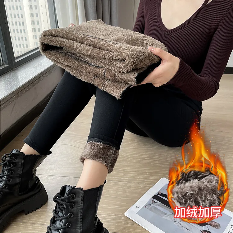 小黑裤显瘦爆款加绒加厚高腰紧身韩版百搭小脚裤打底秋冬外穿F
