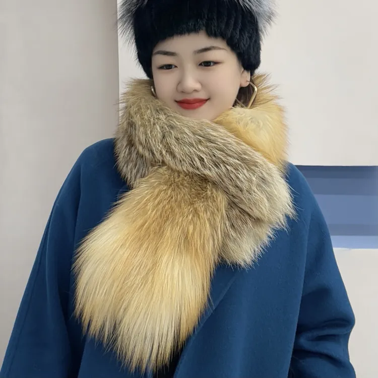 [双面围巾]狐狸毛围巾毛绒真毛皮草女整皮秋冬长款加厚毛毛围脖