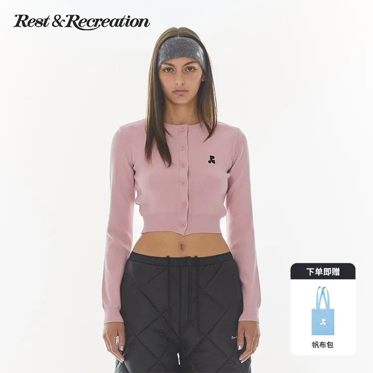 【明星同款】RestandRecreation官方长袖针织短开衫收腰RR时尚休闲