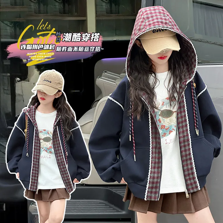 女童加厚外套秋冬新款中大童夹棉棒球服初中生韩版洋气休闲衫冬装