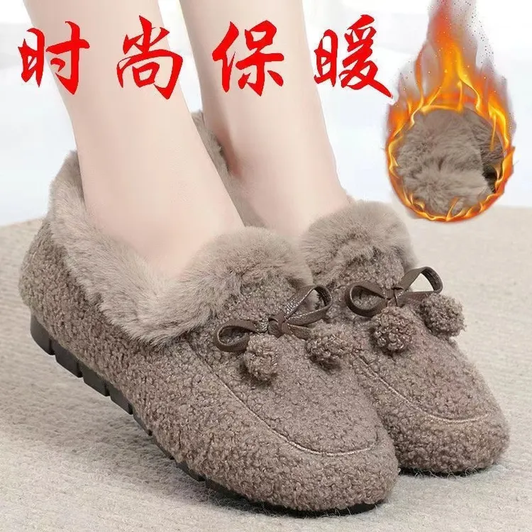 秋冬冬季老北京布鞋豆豆鞋通用平跟注压防滑平底z