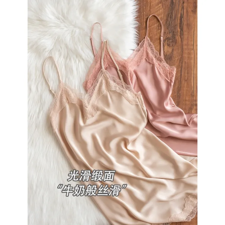 趣安芬法式睡衣女舒适家居服仿真丝性感纯欲风吊带睡裙透气薄款