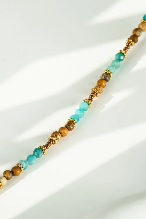 钛钢项链 「绿赫」复古文艺清新彩色串珠项链女气质感配饰百搭