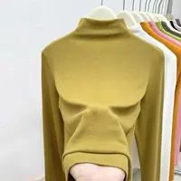A6544  半高领磨毛修身纯色显瘦洋气紧身长袖秋冬百搭女士打底衫
