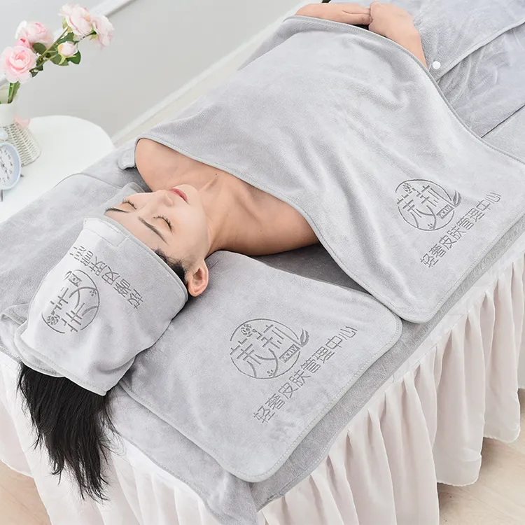 美容院吸水柔软毛巾皮肤管理专用铺床巾浴巾洞巾浴裙私人定制logo