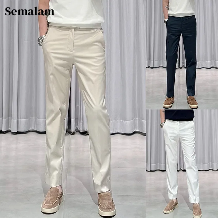 Semalam高级感男装夏季轻奢商务男士修身直筒裤时尚百搭休闲裤子 