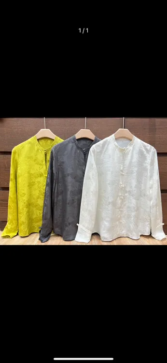 竹叶盘扣重磅真丝衬衣