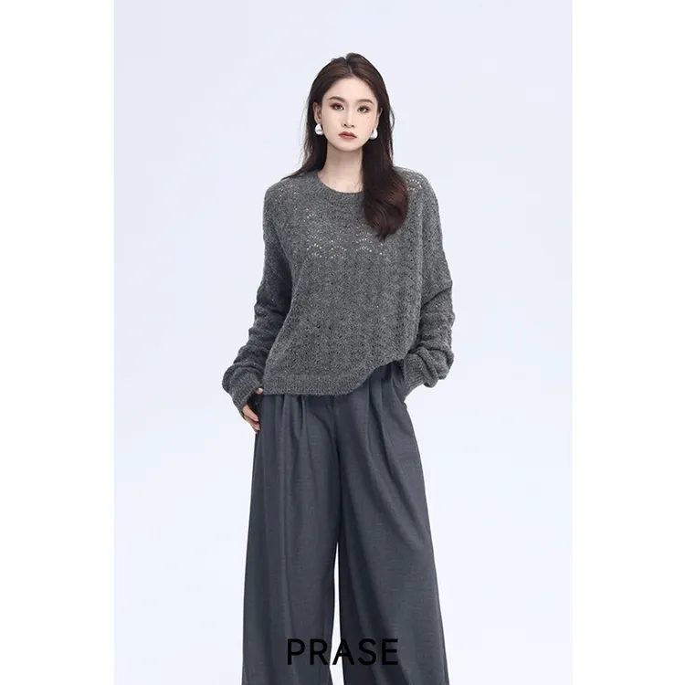 PRASE·噜【银河碎片】微胖轻奢设计款秋女羊毛气质套头毛衣PR507B22