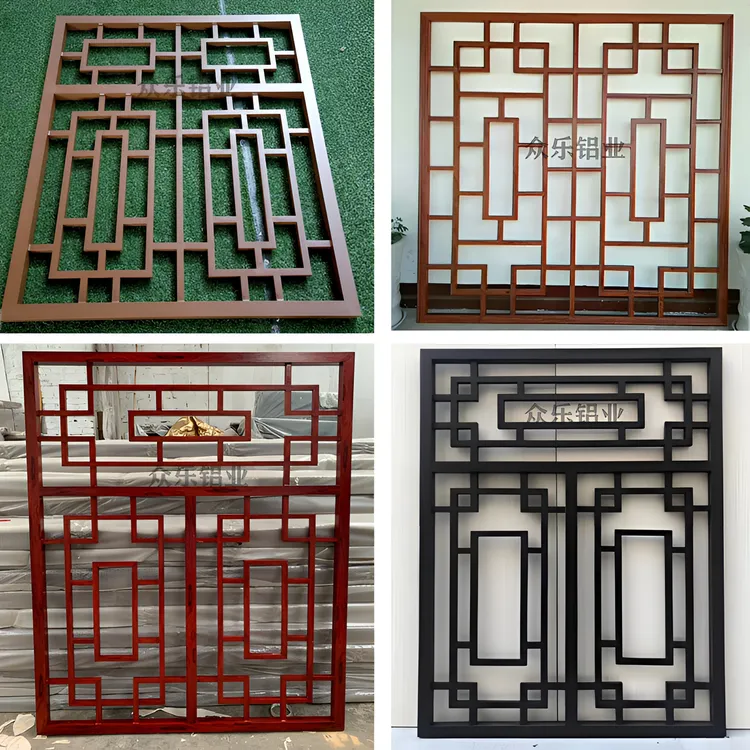 铝合金窗花格栅新中式仿古防盗网幕墙花格烤漆仿木纹隔断屏风定制