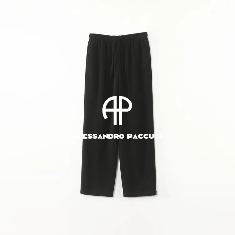 AP洛哥53275KV黑标/羊毛+桑蚕丝松紧系带腰时尚休闲简约长裤卫裤