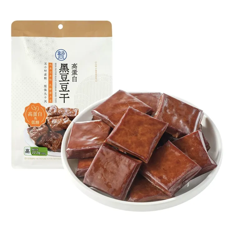 盒马高蛋白黑豆豆干205g乳酸菌点浆细腻有嚼劲古法工艺开袋即食