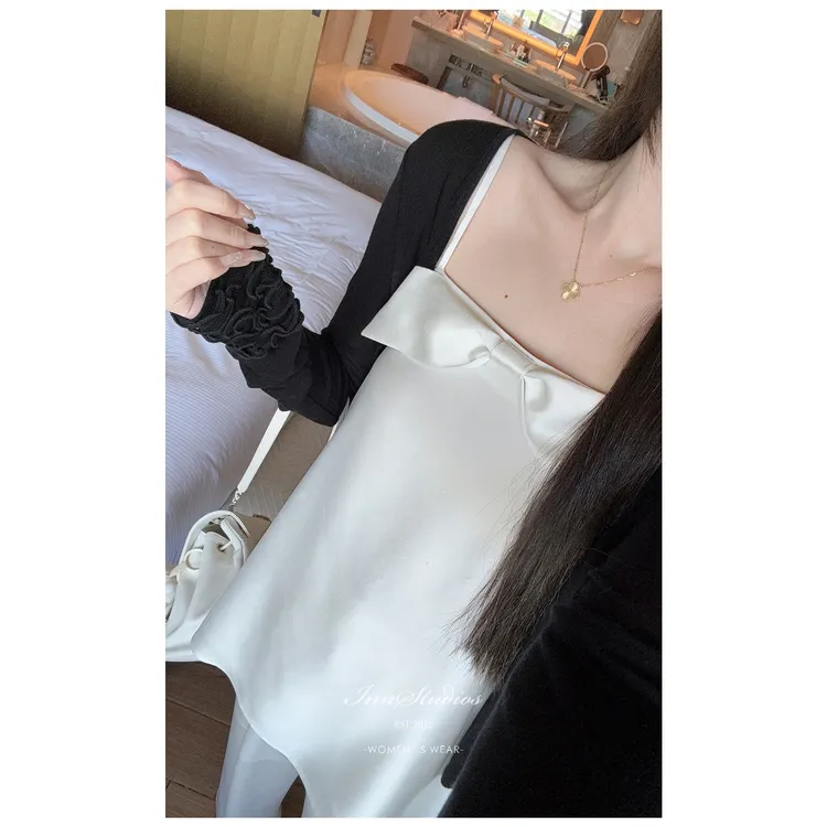 Innstudios 法式蝴蝶结醋酸吊带套装