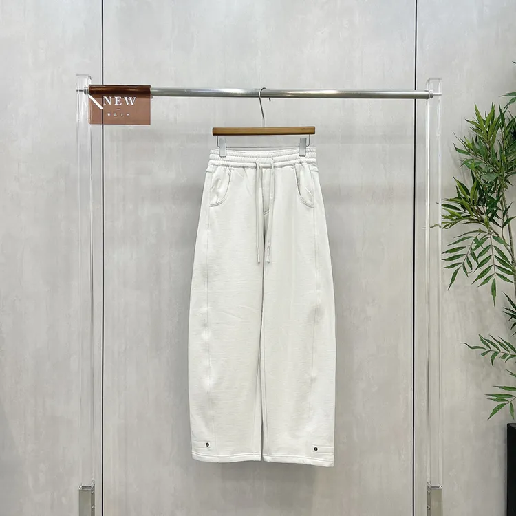 欧洲站冬季时尚松紧腰气质简约休闲卫裤女束脚加绒直筒长裤A2207