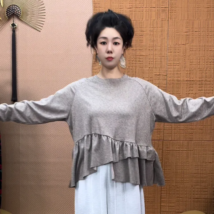 8601不规则新之峰秋季设计感宽松休闲长袖衬衫显瘦百搭上衣时尚