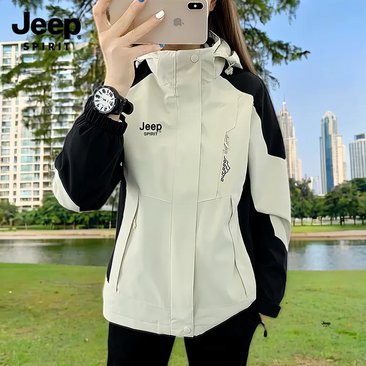 Jeep吉普三合一冲锋衣男女款防风可拆卸户外夹克春秋加绒厚外套男