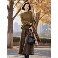 韩系chic别致高级松弛感穿搭毛衣半身裙冬季套装女款2025新款简约