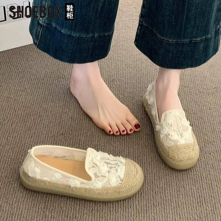 达芙妮集团旗下晚晚风单鞋女2025夏款一脚蹬渔夫鞋厚底透气豆豆鞋