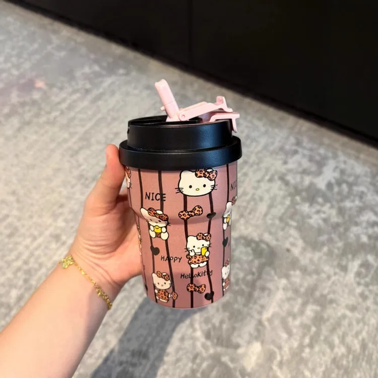 2025新款高颜值316不锈钢陶瓷内胆卡通保温杯便携吸管水杯咖啡杯