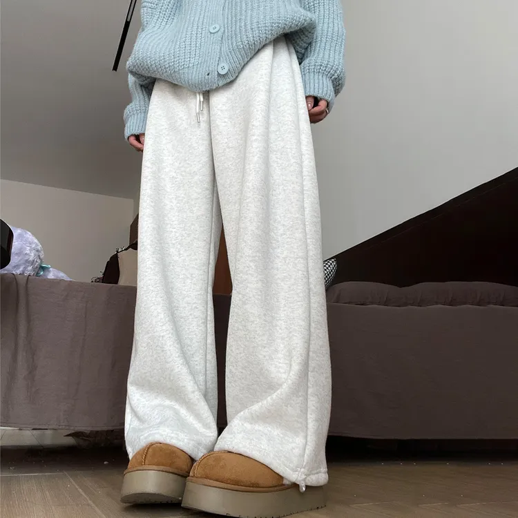 运动裤女秋冬加绒大码女装裤子胖mm宽松显瘦慵懒松弛感休闲卫裤子