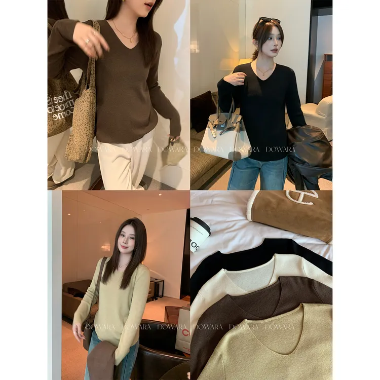 大婉酱微胖定制【暖绒层】韩系羊毛绒气质重工显瘦女毛织上衣 1011D