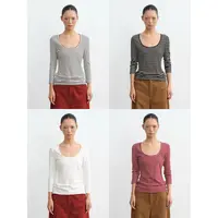 LINY LIBERTY 25AW 设计感U领长袖修身收腰T恤W16259048