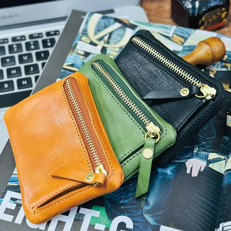 【12*8.5】头层牛皮复古拉链卡包真皮小包耳机包零钱收纳包