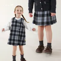 【61.9%绵羊毛 easa私服】经典气质百搭格子背心裙+百褶半裙