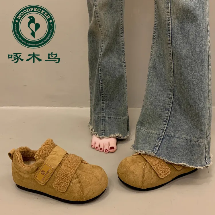 啄木鸟爆款内增高板鞋女新款冬季加绒二棉鞋子女德训鞋运动休闲鞋