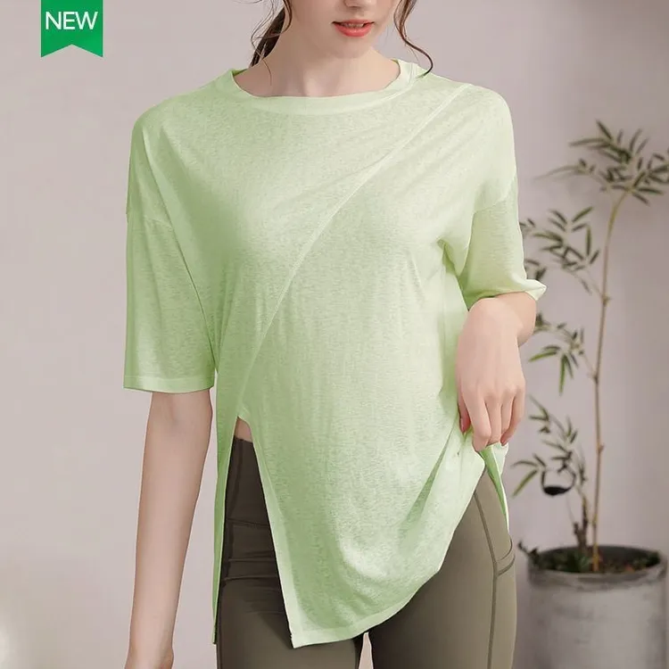 T恤专业训练上衣普拉提短袖跑步罩衫女夏宽松健身运动瑜伽服夏季