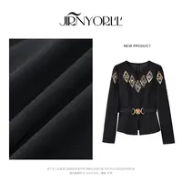 PANG TINGTING“美御姐”显瘦气质轻奢小众修身黑色长袖上衣