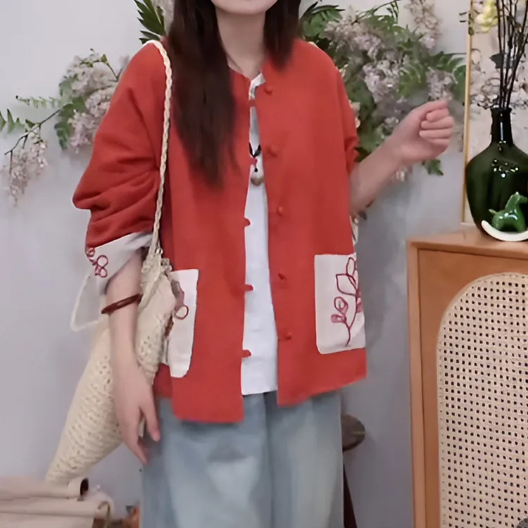 新中式复古设计感印花双面穿外套女高级感轻奢减龄洋气百搭上衣潮