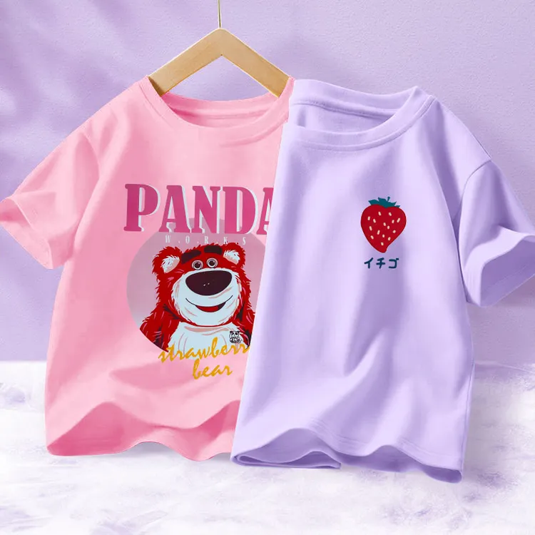 哆布哆女童T恤夏季短袖草莓棉儿童洋气半袖女孩中大童小女孩圆领