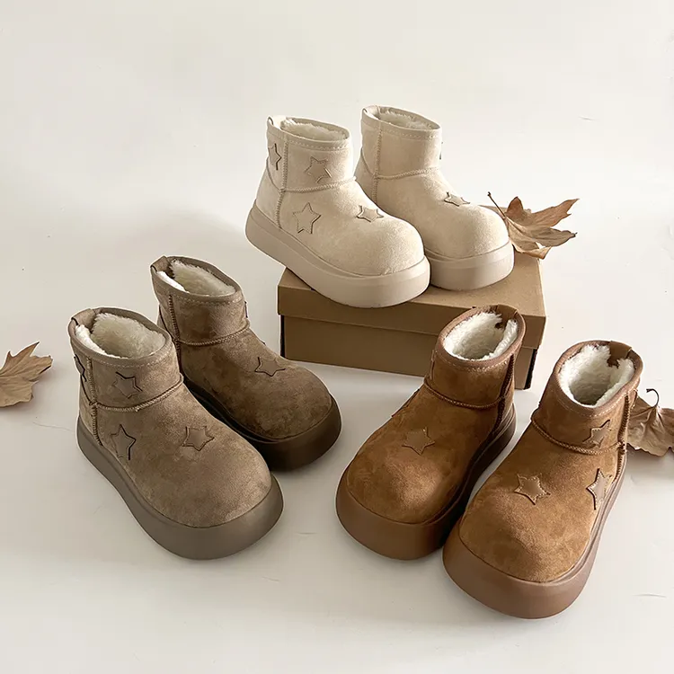 南在南方复古厚底保暖增高雪地靴女款2025新款冬季加绒东北棉鞋子