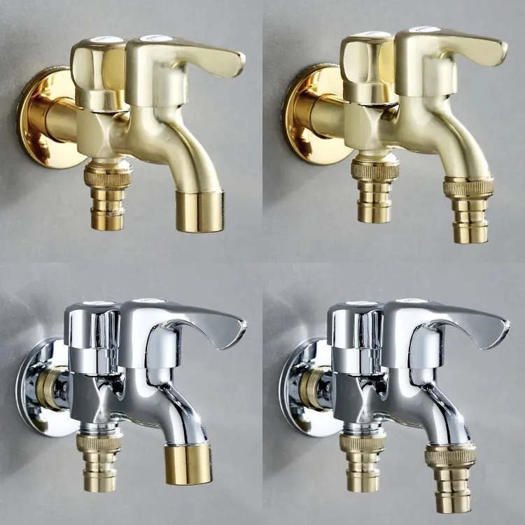 九牧王铜洗衣机水龙头双用二出加长拖把池快开单冷4分一进二出