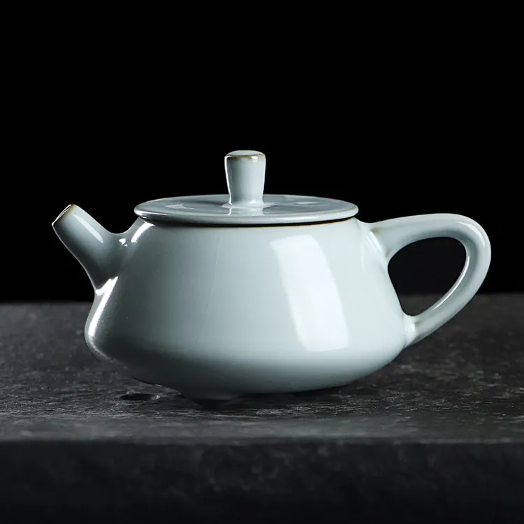 凝香阁 茶养开片铁胎天青汝窑小石瓢壶 家用陶瓷茶具中式泡茶单壶