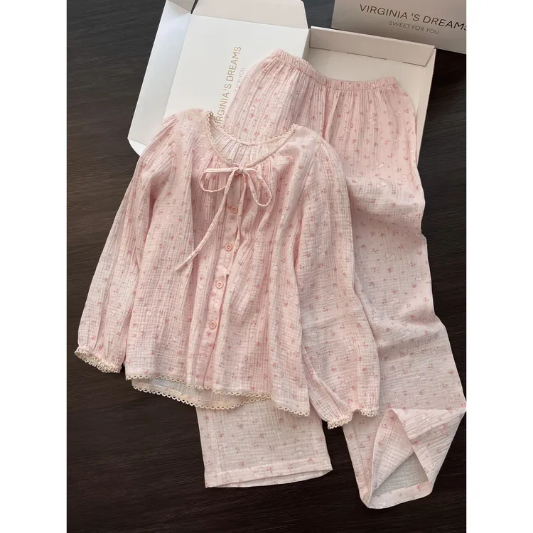 韩系甜美可爱小兔子粉嫩休闲睡衣女早秋宽松柔软舒适休闲居家套装