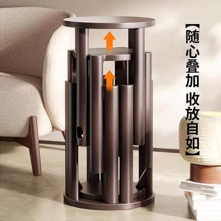 全实木圆凳子可叠放餐桌茶几家用现代组合凳子边几新中式叠叠乐