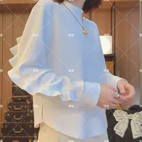 雪姐服饰「花边袖立领双面绒」新款双面绒长袖设计打底显瘦T恤