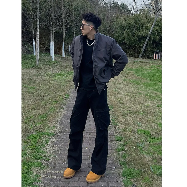 cleanfit多口袋工装裤男秋季搭配马丁靴的裤子窄版提档微喇直筒裤