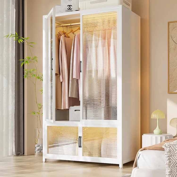 钢制衣柜简易组装卧室家用出租房儿童衣橱挂衣架组合衣物收纳柜子
