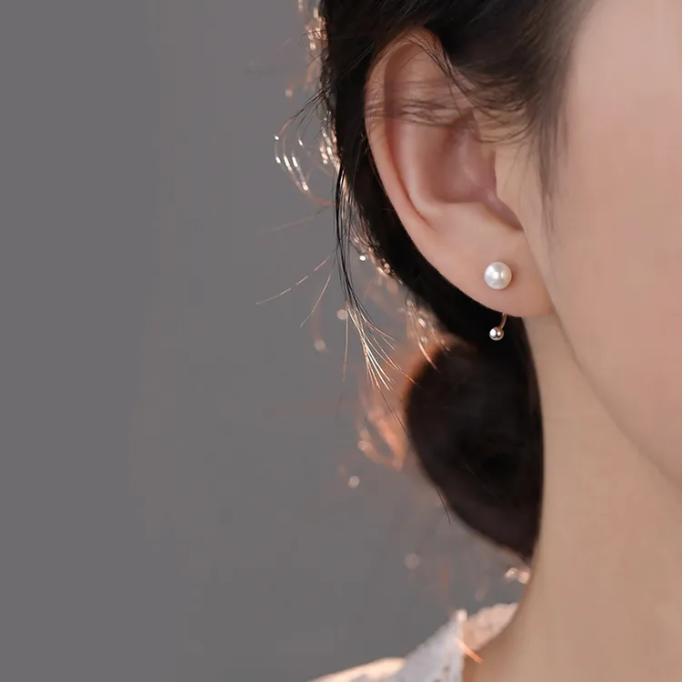 999纯银淡水珍珠螺丝耳钉女2025新款爆款时尚小众法式耳环耳饰