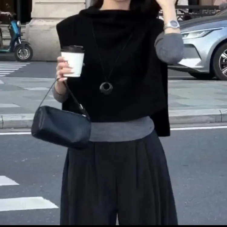 X新款时尚洋气气质披肩上衣裤子休闲百搭女装